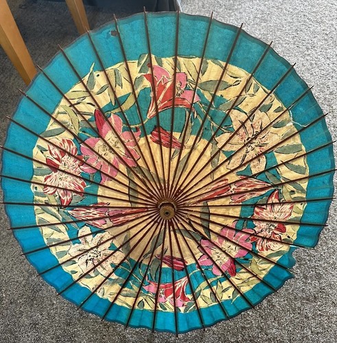 Vintage wood paper umbrella - vintage,