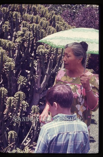 Hawaiian woman boy parasol - hawaiian,